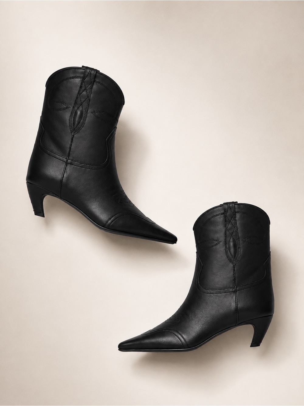 KHAITE Dallas Black Leather Cowboy Boots 37.5 Avant-Garde Westerncore Quiet Lux